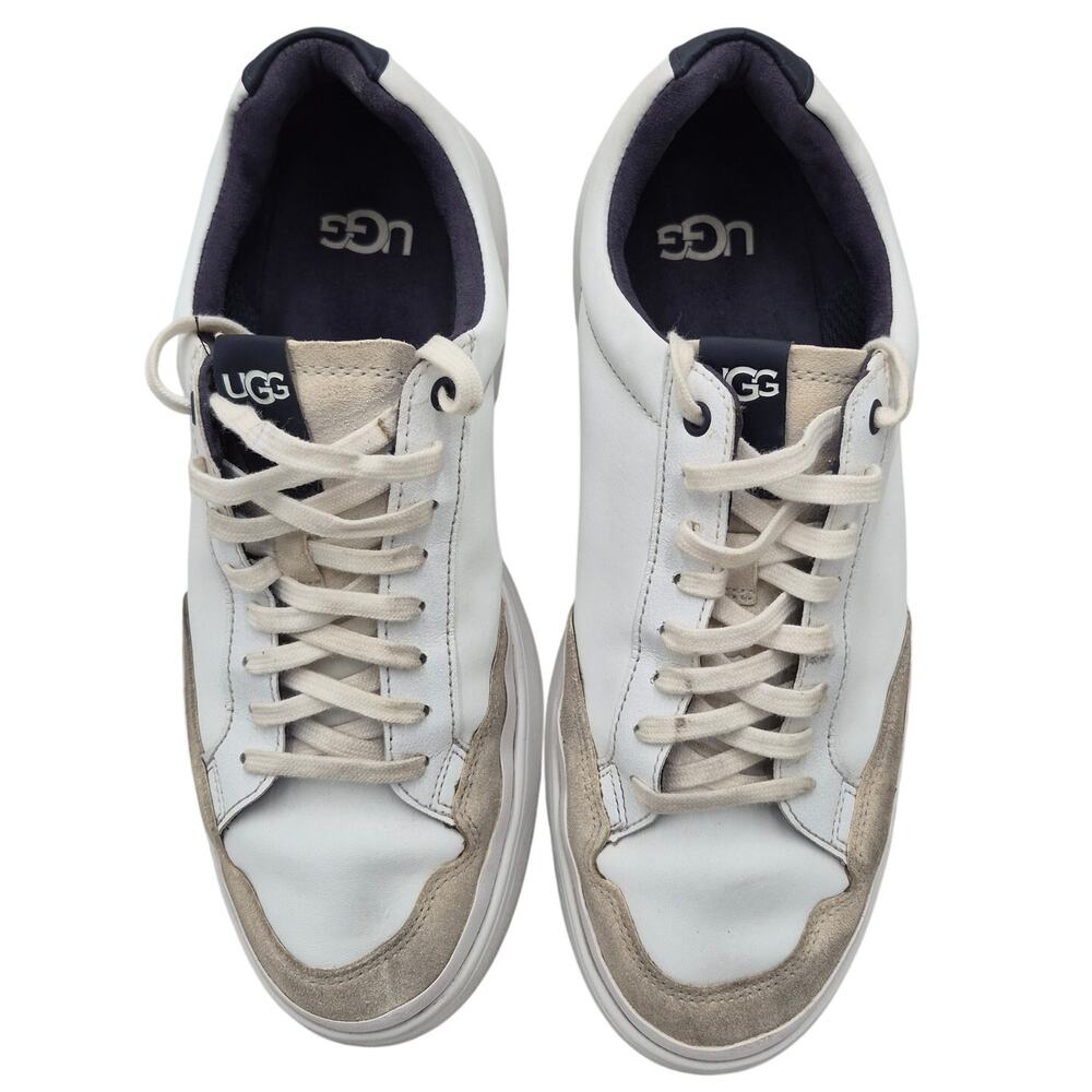 UGG South Bay low-top sneakers white leather W suede dark blue Men's size 9.5